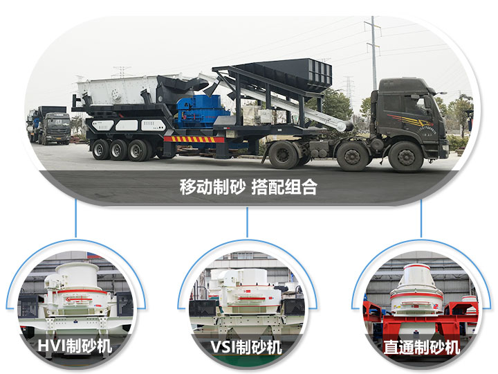 移動(dòng)破碎站可搭配的制砂機(jī)，HVI制砂機(jī)，VSI制砂機(jī)，直通沖擊式制砂機(jī)