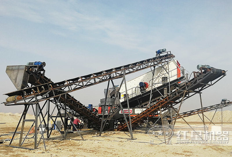 輪胎圓錐移動破碎機(jī)現(xiàn)場，單機(jī)作業(yè)，效能高節(jié)能